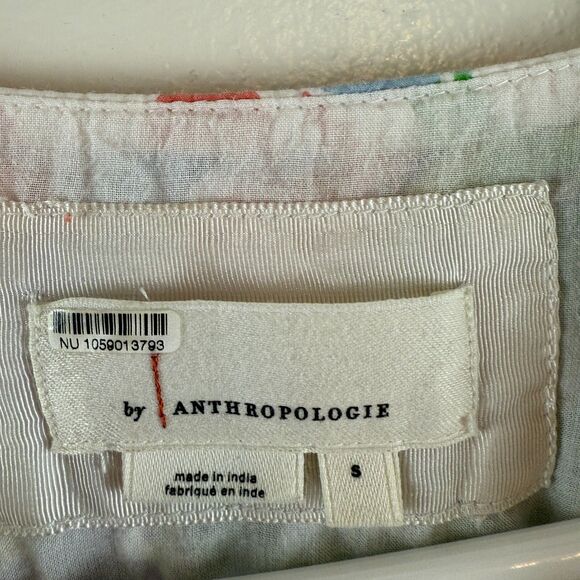 Anthropologie Katerina Button Front Dress Floral Puff Cream Motif Size S Floral - Picture 7 of 16